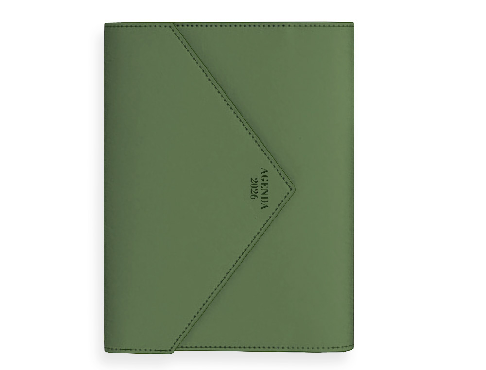 AGENDA ENCADERNADA LIDERPAPEL PSARA A5 2026 DIA PAGINA VERDE PAPEL 70 GR FSC