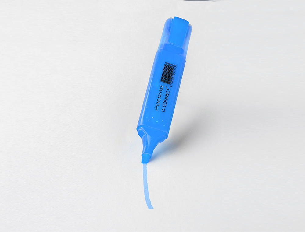 MARCADOR FLUORESCENTE Q-CONNECT DE PONTA BISELADA AZUL