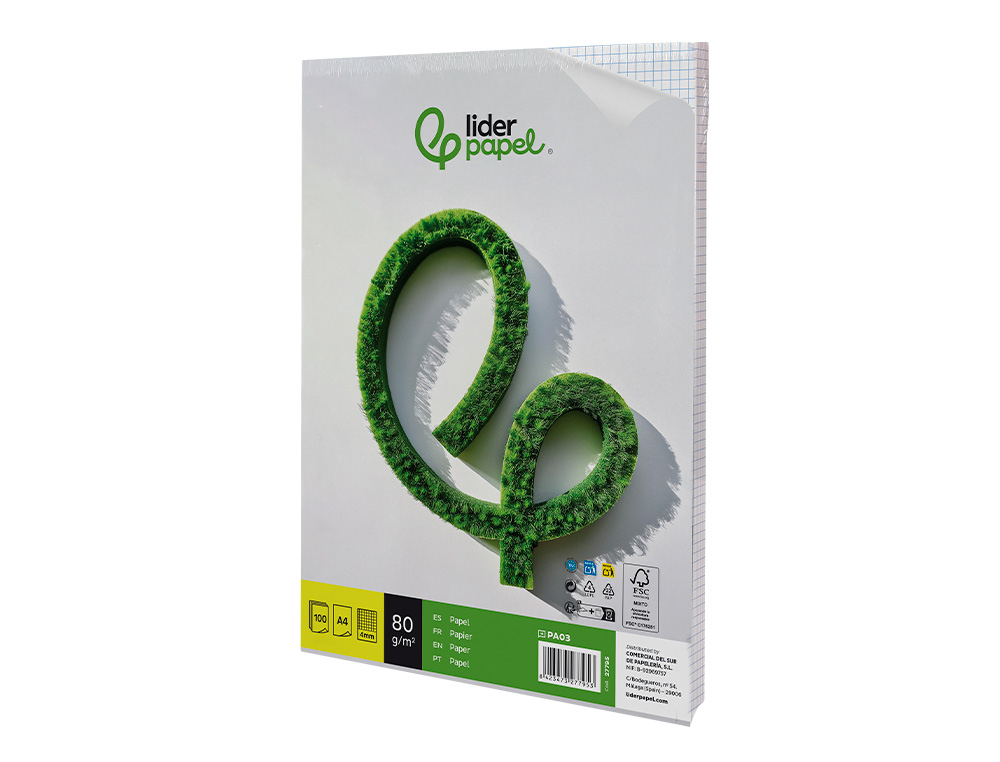 PAPEL LIDERPAPEL DE ESCRITA 80 GR QUADRICULADO SEM FUROS