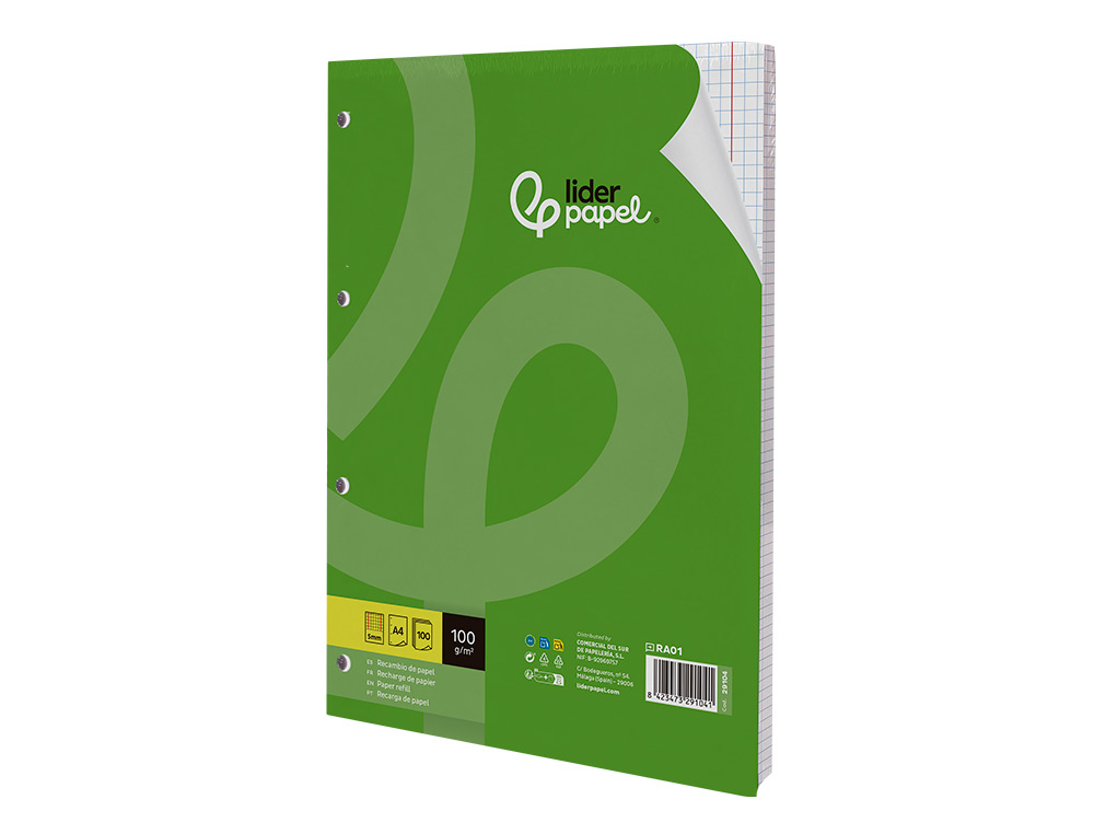 RECARGA LIDERPAPEL DIN A4 100 F 100 GR QUADRICULADO