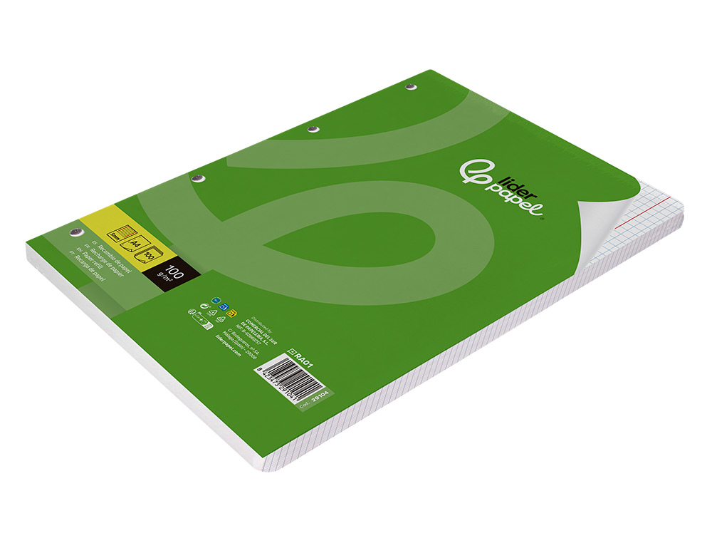 RECARGA LIDERPAPEL DIN A4 100 F 100 GR QUADRICULADO