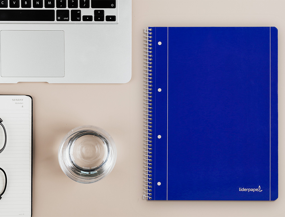 CADERNO ESPIRAL LIDERPAPEL CAPA AZUL 80 F DIN A4 LISO