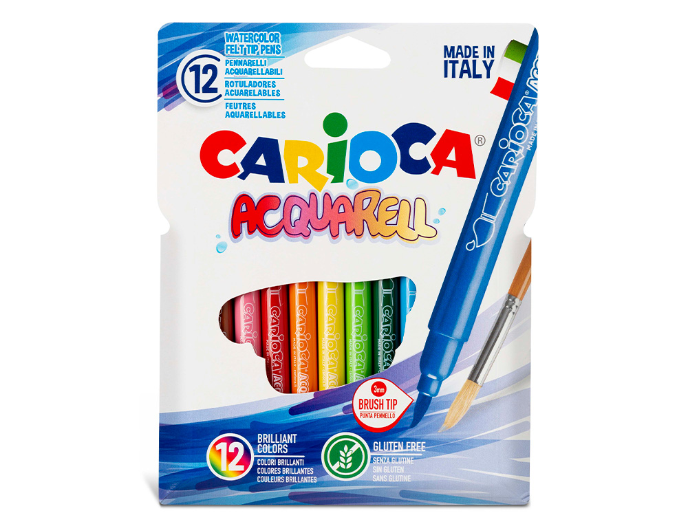 ROTULADOR CARIOCA AQUARELLE PUNTA DE PINCEL CAJA DE 12 COLORES SURTIDOS