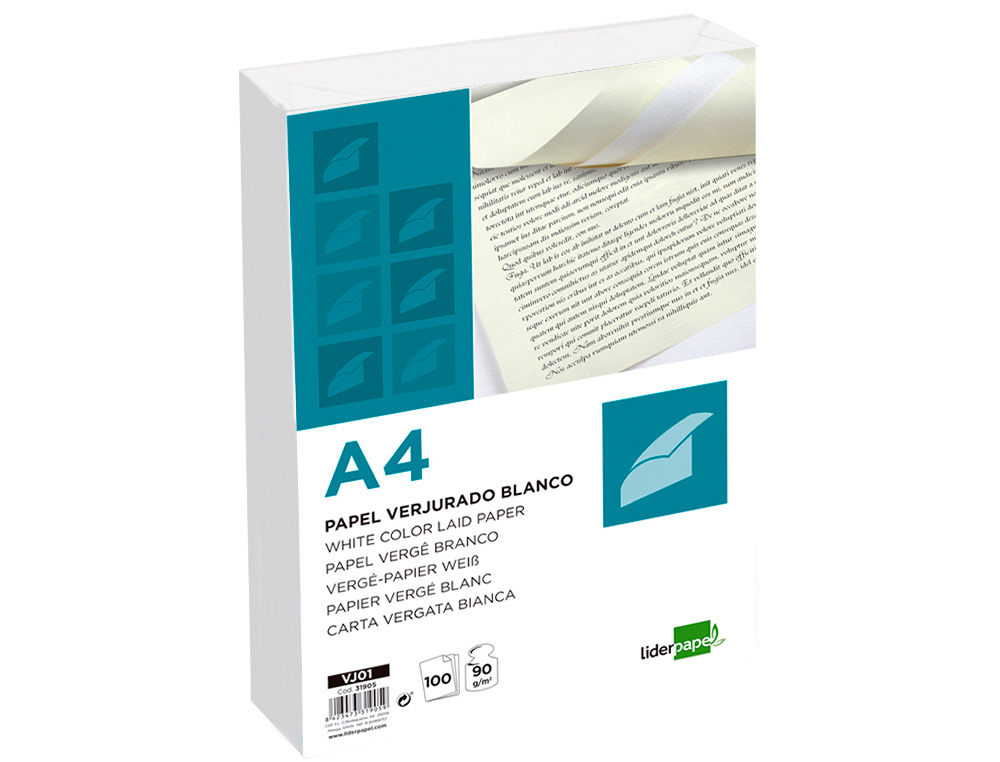PAPEL VERGE LIDERPAPEL DIN A4 90 GR BRANCO EMBALAGEM DE 100 FOLHAS