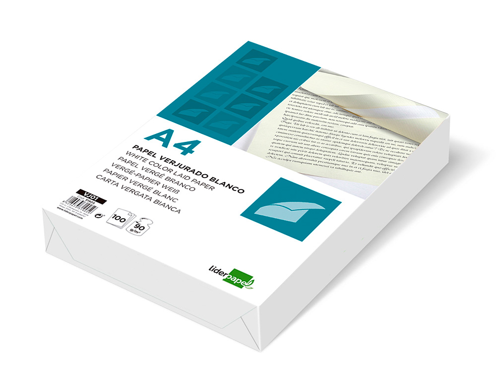 PAPEL VERGE LIDERPAPEL DIN A4 90 GR BRANCO EMBALAGEM DE 100 FOLHAS