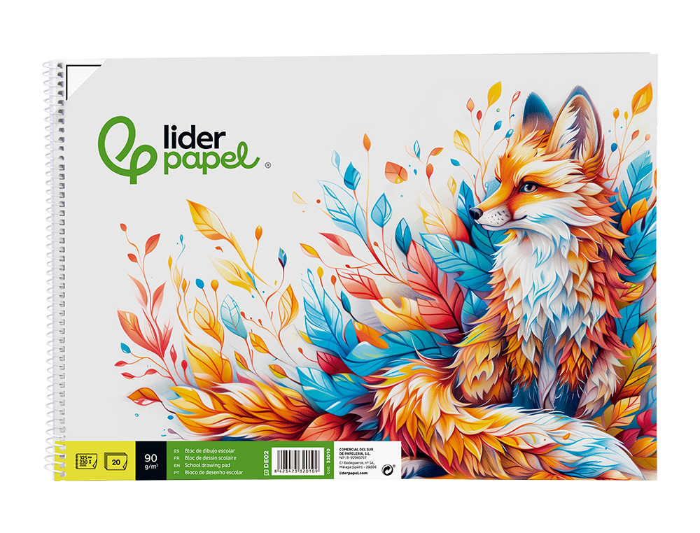 BLOCO DE DESENHO LIDERPAPEL MONET FOLIO ESPIRAL 20 FOLHAS 90 GR