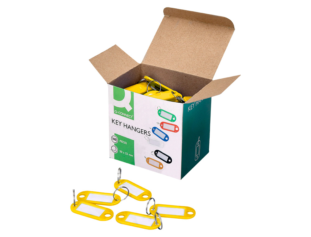 CHAVEIRO PORTA-ETIQUETAS Q-CONNECT AMARELO CAIXA 100 UNIDADES