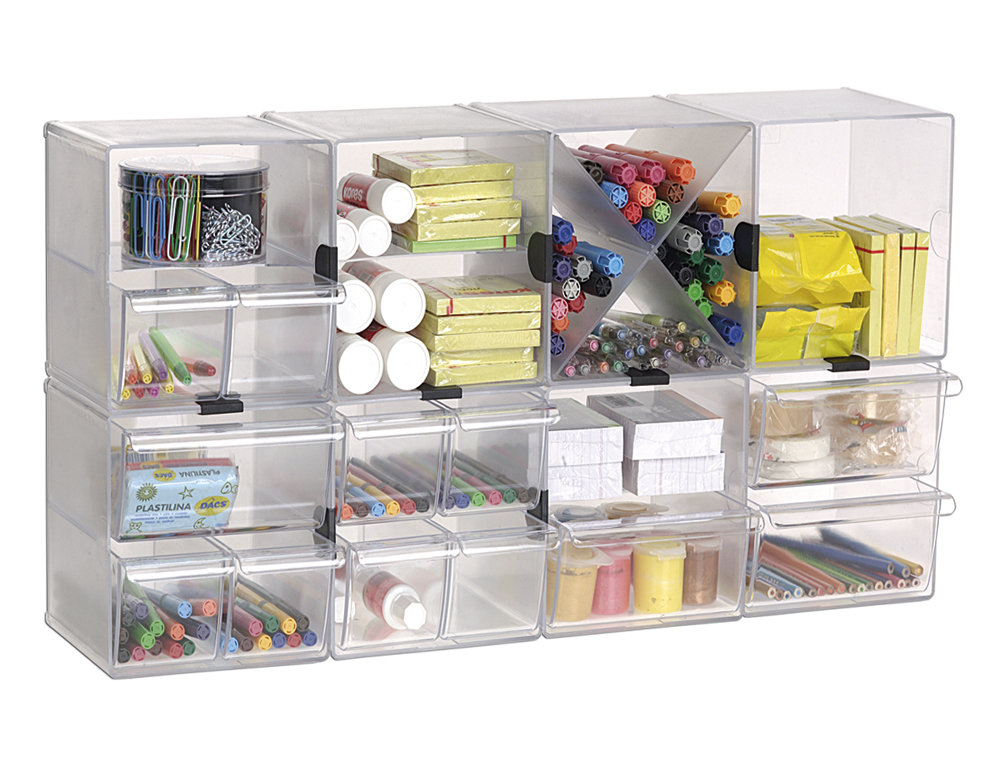CUBO DE ARQUIVO ARCHIVO 2000 COM 2 GAVETAS EM POLIESTIRENO TRANSPARENTE 190 X 150 X 150 MM