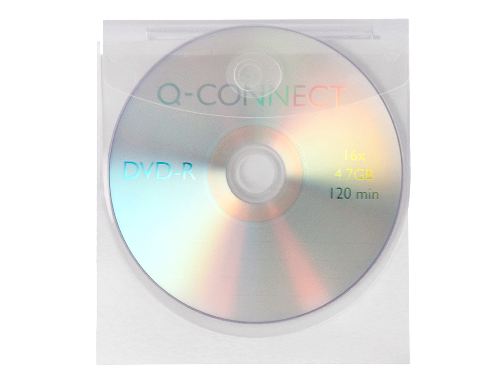 BOLSA AUTOADESIVA PARA CD Q-CONNECT COM ABA PACK DE 10 UNIDADES