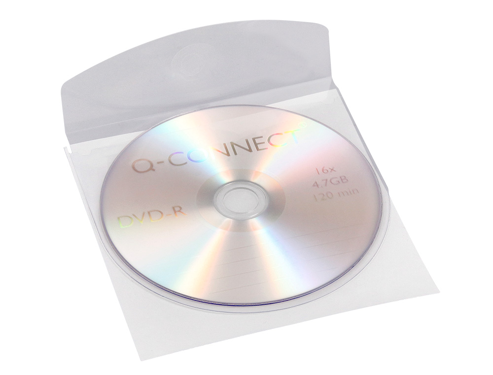 BOLSA AUTOADESIVA PARA CD Q-CONNECT COM ABA PACK DE 10 UNIDADES