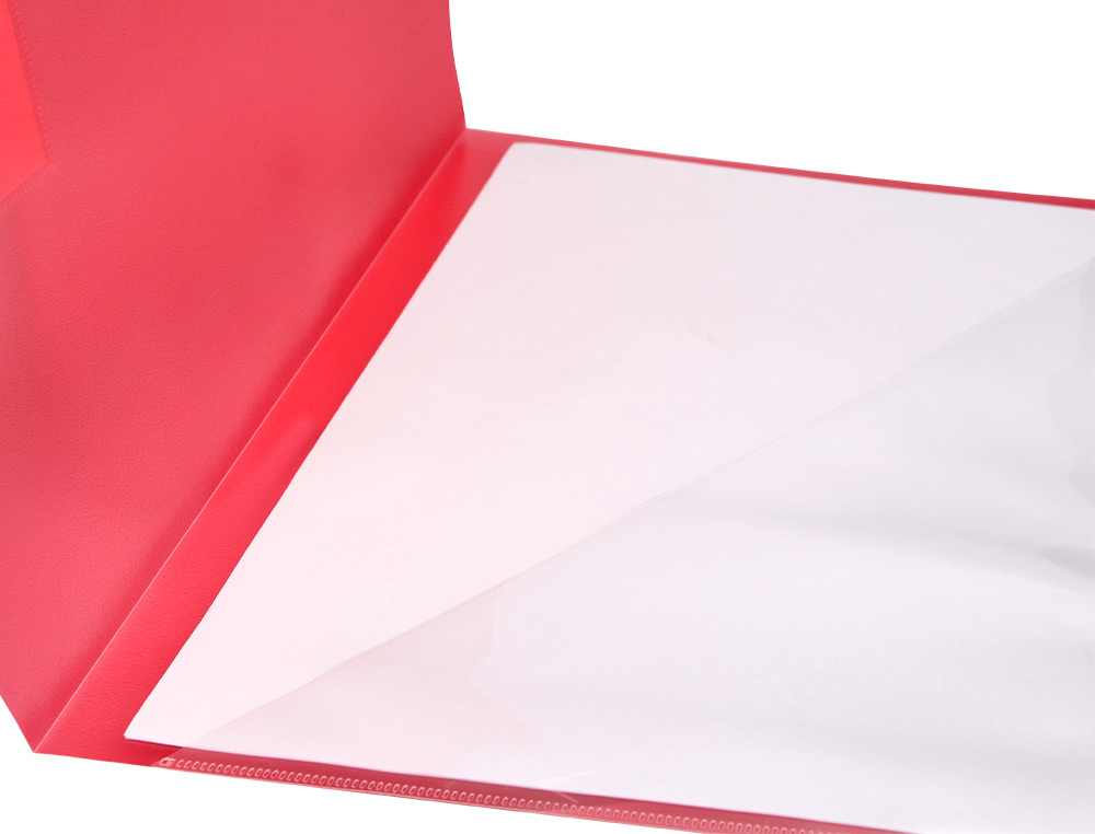 BOLSA DOSSIER LIDERPAPEL DIN A4 POLIPROPILENO 180 MICRONS VERMELHO TRANSLUCIDO 20 FOLHAS