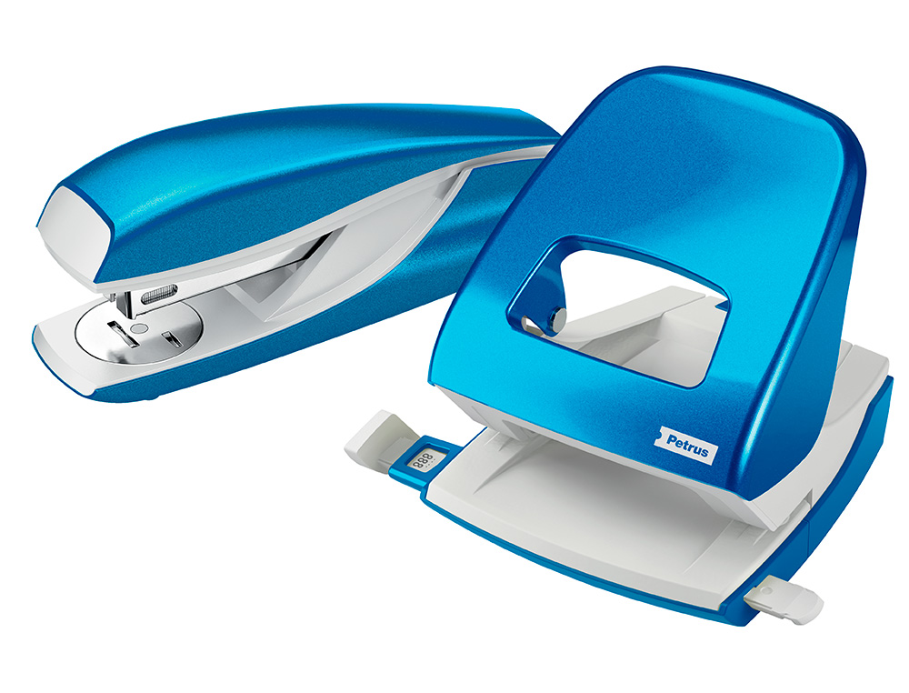 AGRAFADOR PETRUS MOD 635 WOW AZUL METALIZADO CAPACIDADE 30 FOLHAS