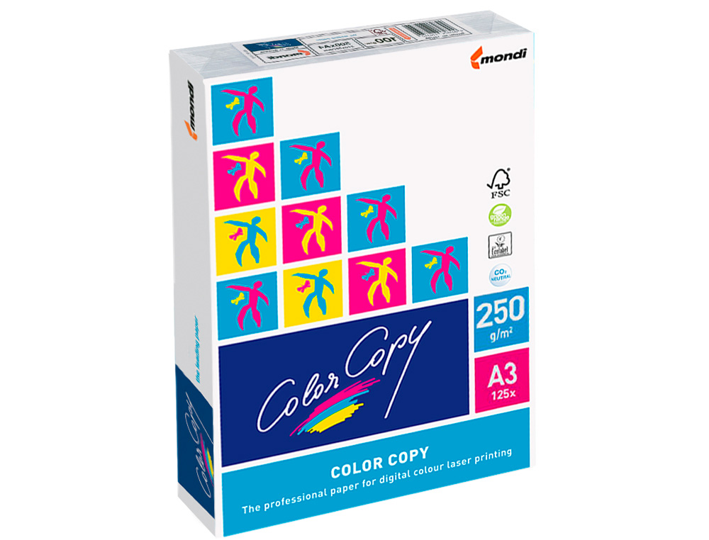 PAPEL COLOR COPY DIN A3 250 GR EMBALAGEM DE 125 FOLHAS
