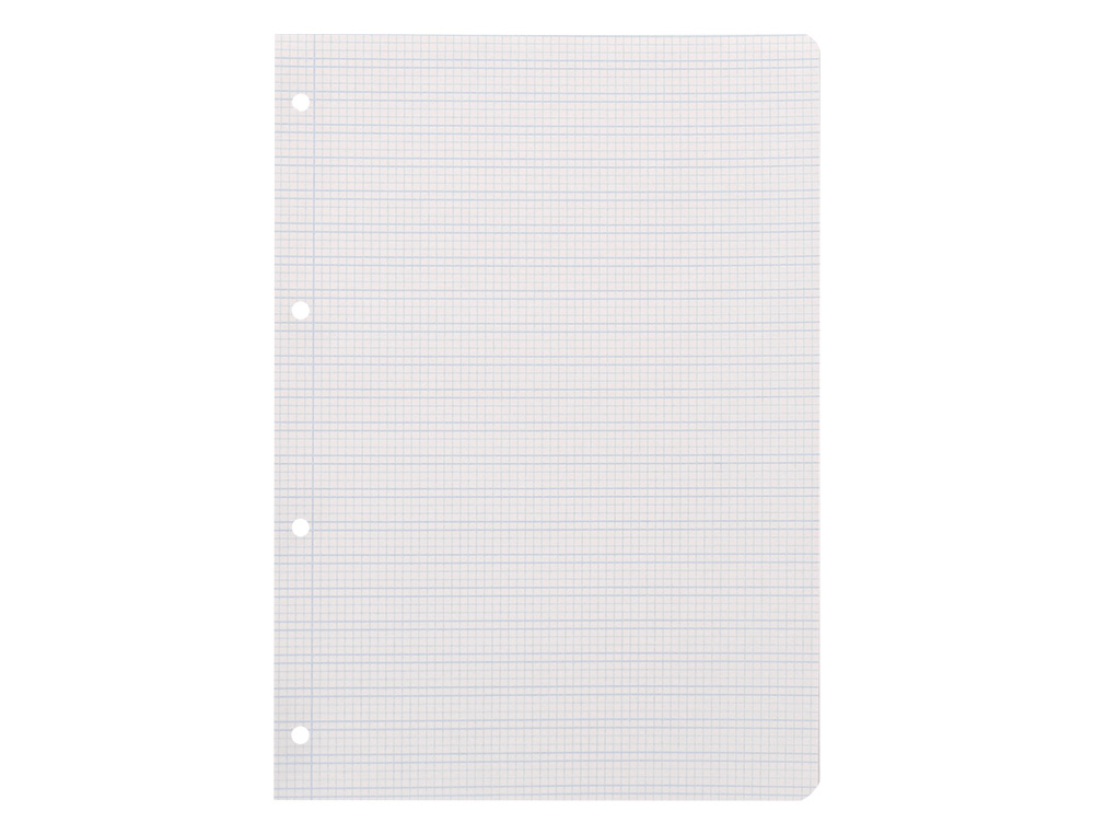 RECAMBIO LIDERPAPEL FOLIO 100 H 4 TALADROS 70 GR CUADRICULADO PAUTADO 2,5 MM CON MARGEN