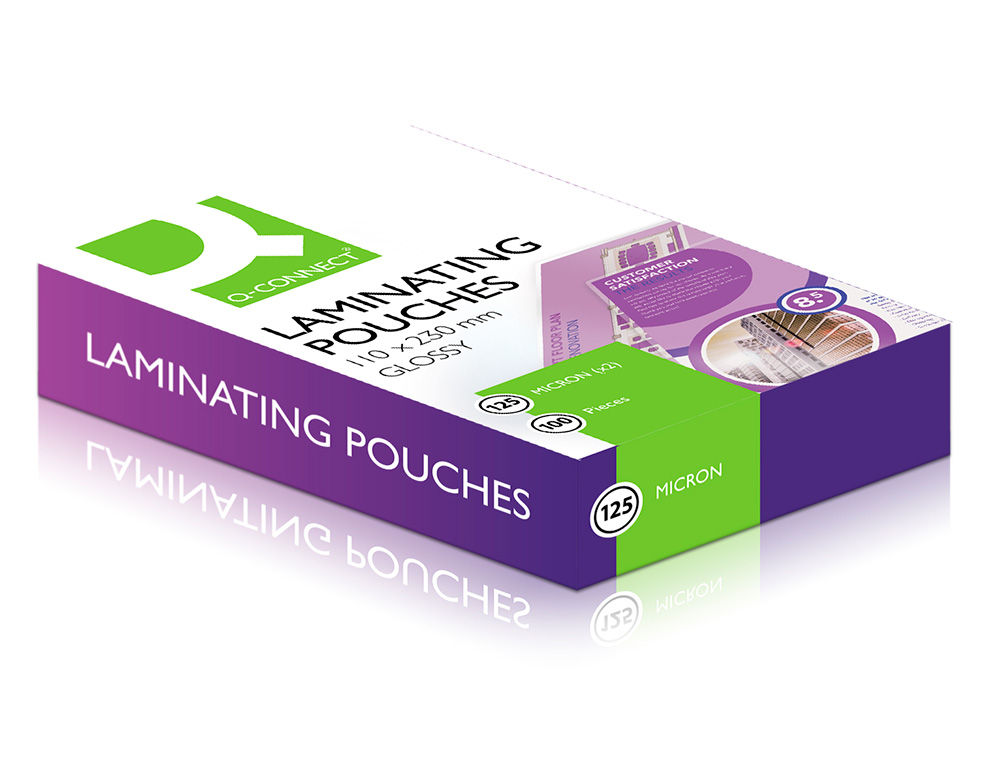 BOLSA DE PLASTIFICAR Q-CONNECT 110 X 230 MM 125 MICRONS CAIXA DE 100 UNIDADES