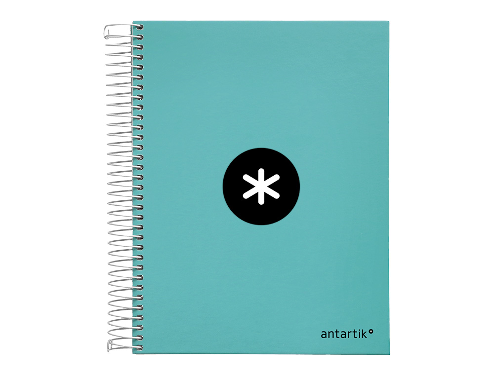 CADERNO ESPIRAL DIN A5 ANTARTIK CAPA FORRADA 120 F 100 GR QUADRICULA 5 MM 5 BANDAS DE CORES COR MENTA