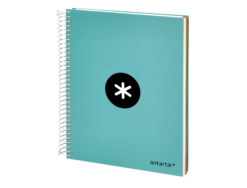CADERNO ESPIRAL DIN A5 ANTARTIK CAPA FORRADA 120 F 100 GR QUADRICULA 5 MM 5 BANDAS DE CORES COR MENTA