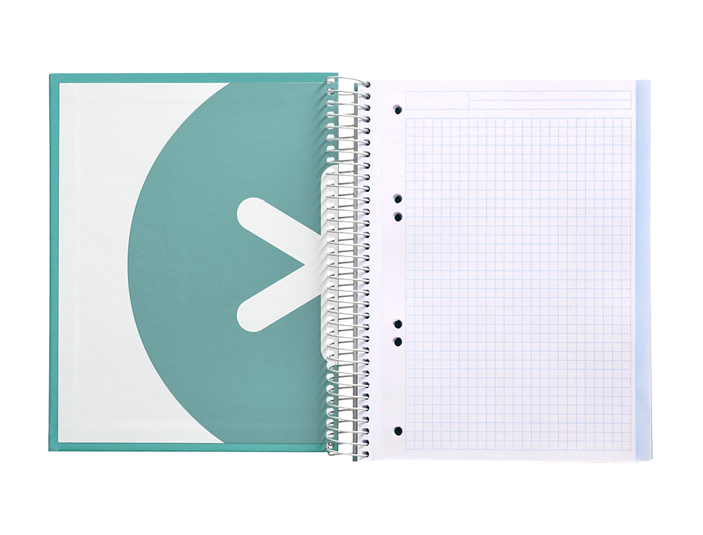 CADERNO ESPIRAL DIN A5 ANTARTIK CAPA FORRADA 120 F 100 GR QUADRICULA 5 MM 5 BANDAS DE CORES COR MENTA