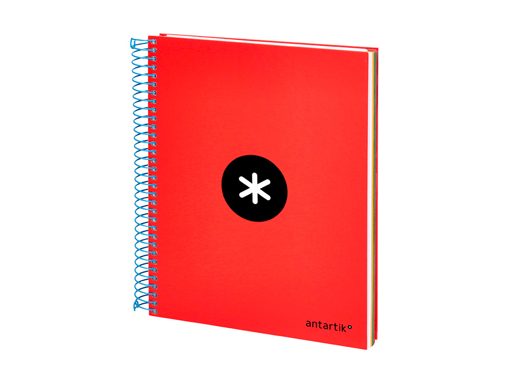 CADERNO ESPIRAL DIN A5 ANTARTIK CAPA FORRADA 120 F 90 GR QUADRICULA 5 MM 5 BANDAS 6 FUROS CORES SORTIDAS