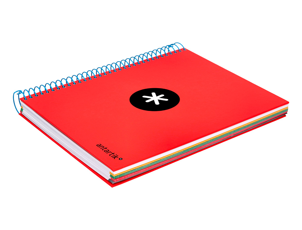 CADERNO ESPIRAL DIN A5 ANTARTIK CAPA FORRADA 120 F 90 GR QUADRICULA 5 MM 5 BANDAS 6 FUROS CORES SORTIDAS