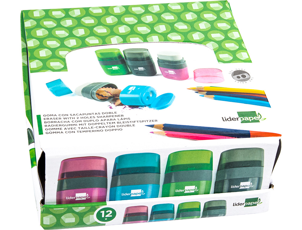 BORRACHA LIDERPAPEL COM APARA LAPIS DUPLO