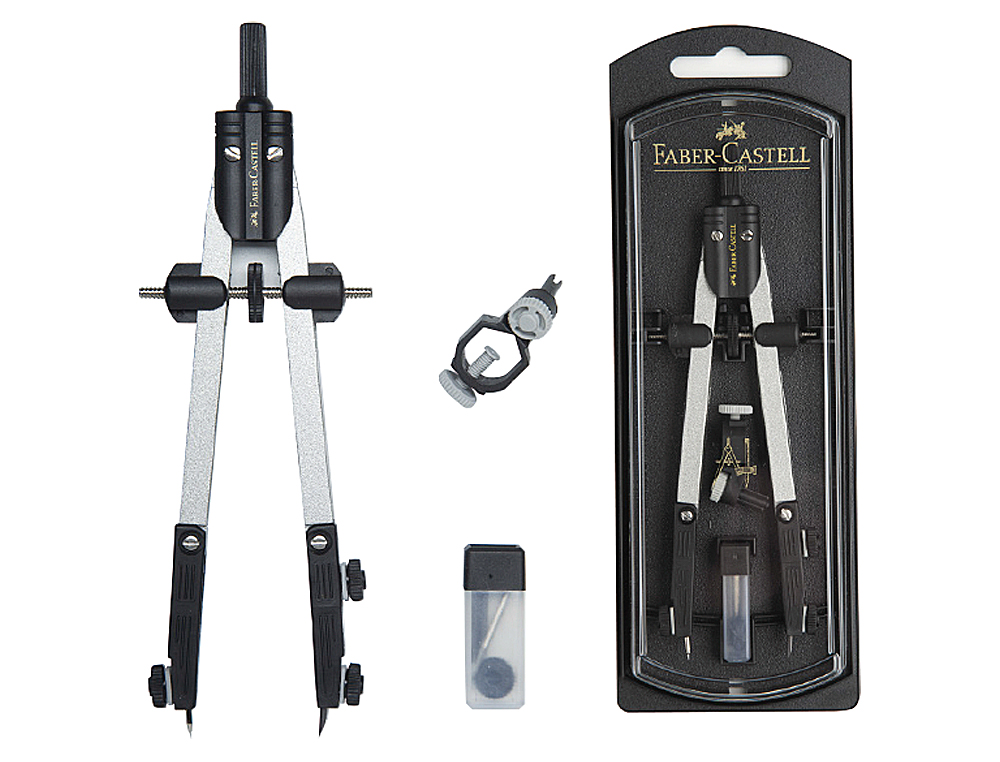 COMPASSO FABER CASTELL ESCOLAR DE AJUSTE RAPIDO COM ADAPTADOR UNIVERSAL