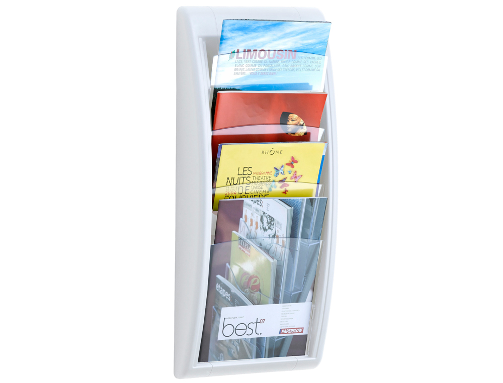 EXPOSITOR MURAL FAST-PAPERFLOW DIN A4 BRANCO 4 COMPARTIMENTOS 650X290X95 MM
