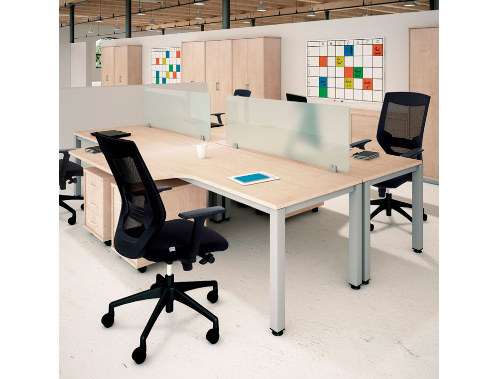 MESA DE ESCRITORIO ROCADA SERIE EXECUTIVE FORMA EM L DIREITA 160X120 CM ACABAMENTO AD01 ALUMINIO/FAIA