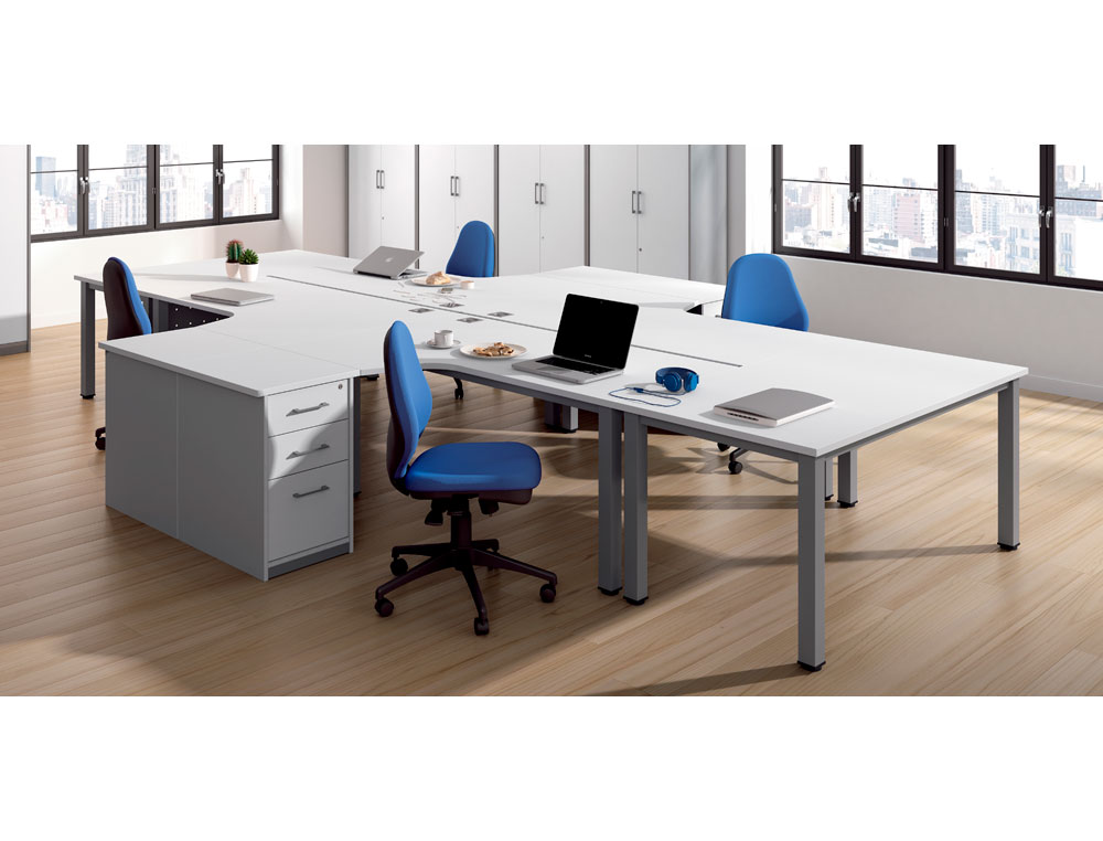 MESA DE ESCRITORIO ROCADA SERIE EXECUTIVE FORMA EM L DIREITA 160X120 CM ACABAMENTO AD01 ALUMINIO/FAIA