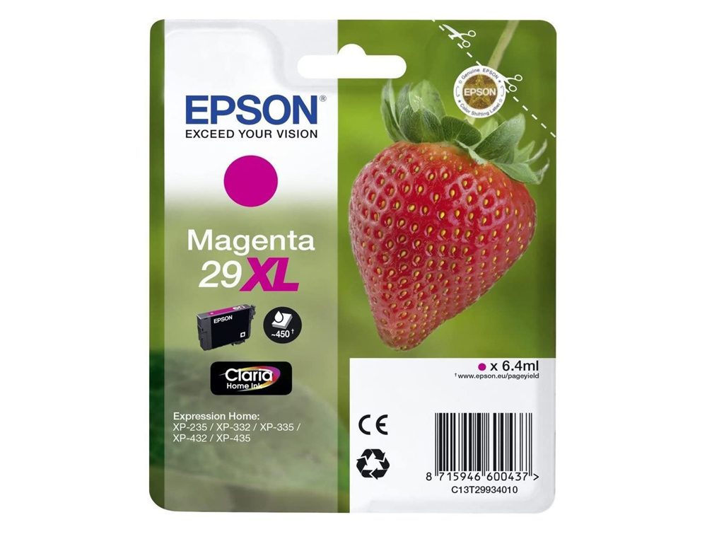 TINTEIRO EPSON HOME 29 XL T2993 XP435/330/335/332/430/235/432 MAGENTA 450 PAG