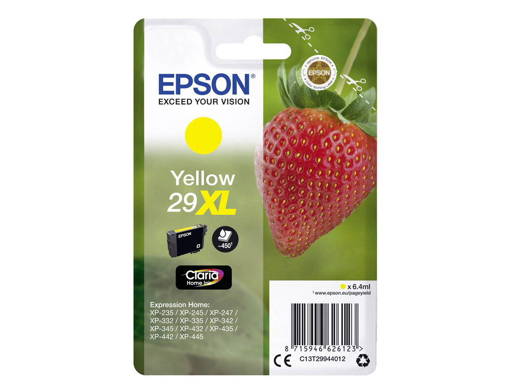 TINTEIRO EPSON HOME 29 XL T2994 XP435/330/335/332/430/235/432 AMARELO 450 PAG