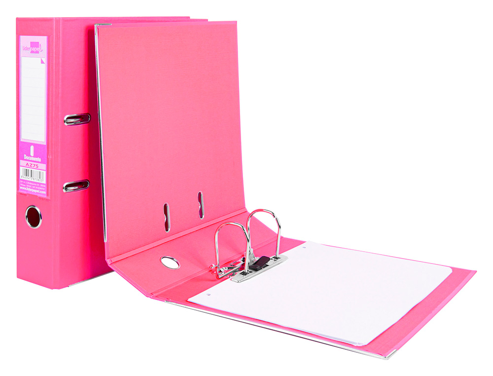 PASTA DE ARQUIVO DE ALAVANCA LIDERPAPEL DOCUMENTA PVC DIN A4 LOMBADA 75 MM ROSA