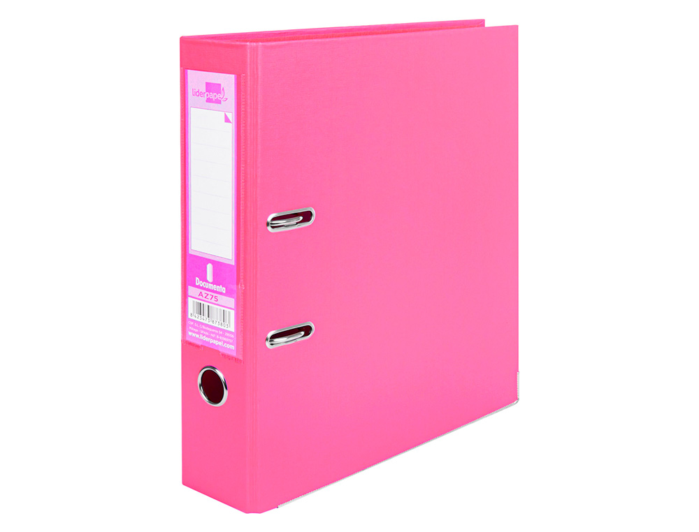PASTA DE ARQUIVO DE ALAVANCA LIDERPAPEL DOCUMENTA PVC DIN A4 LOMBADA 75 MM ROSA