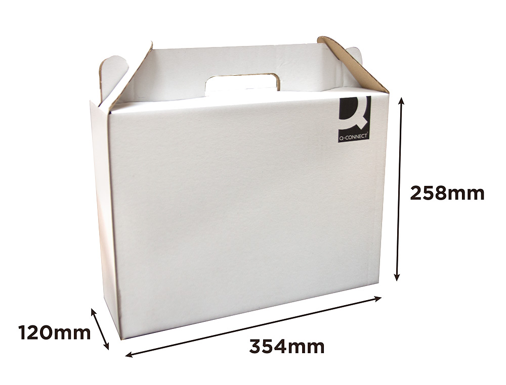 CAIXA TIPO MALA COM ASA Q-CONNECT CARTAO PARA ENVIO E TRANSPORTE COR BRANCO 354X120X258 MM