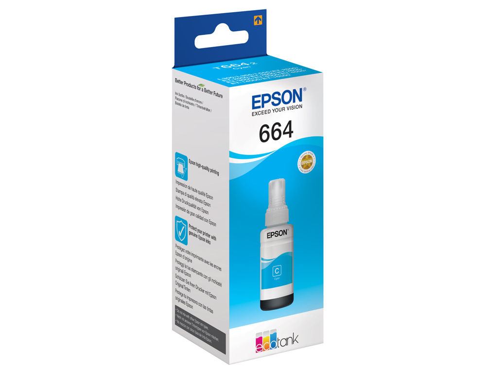 TINTA EPSON T6642 ET2500/2550/14000/L475/565/575 EXPRESSION ET-2550/2550 WORKFORCE ET4500 CIAN GARRAFA 70 ML 6500 PAG