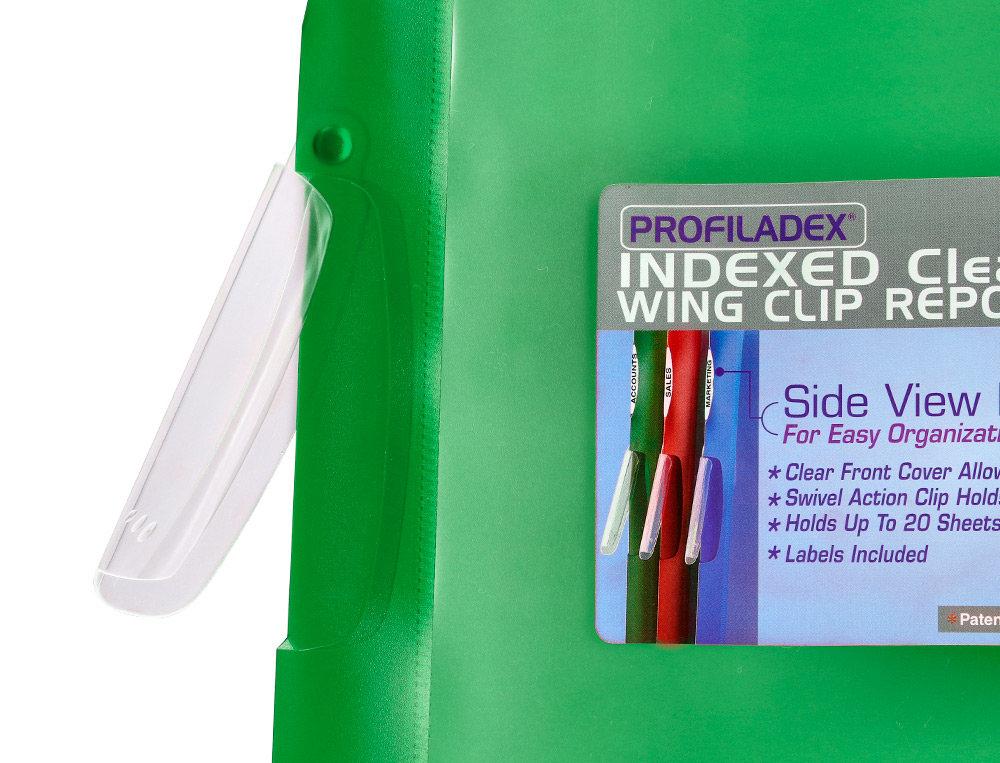 PASTA DOSSIER COM CLIP, TRANSPARENTE, VERDE (PACK C/10)