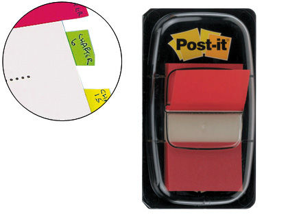 BANDAS SEPARADORAS POST-IT INDEX 3M, 25,4X43,1 MM VERMELHA DISPENSADOR DE 50 UNIDADES