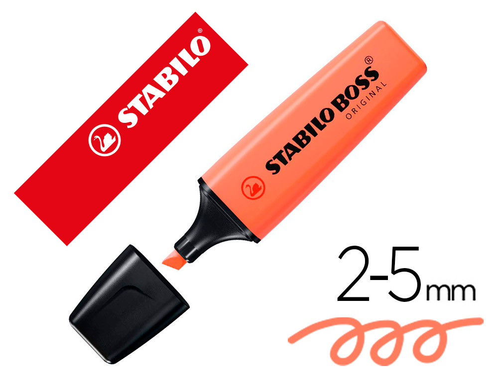 MARCADOR FLUORESCENTE STABILO BOSS 70 PASTEL CORAL