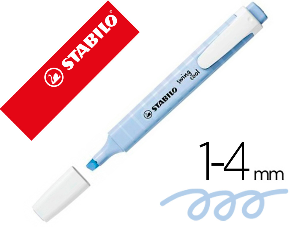 MARCADOR FLUORESCENTE STABILO SWING COOL PASTEL AZUL