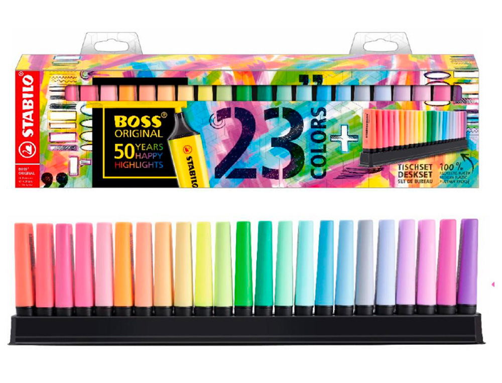 MARCADOR FLUORESCENTE STABILO BOSS 70 DESKSET ESTOJO DE 23 UNIDADES CORES SORTIDAS