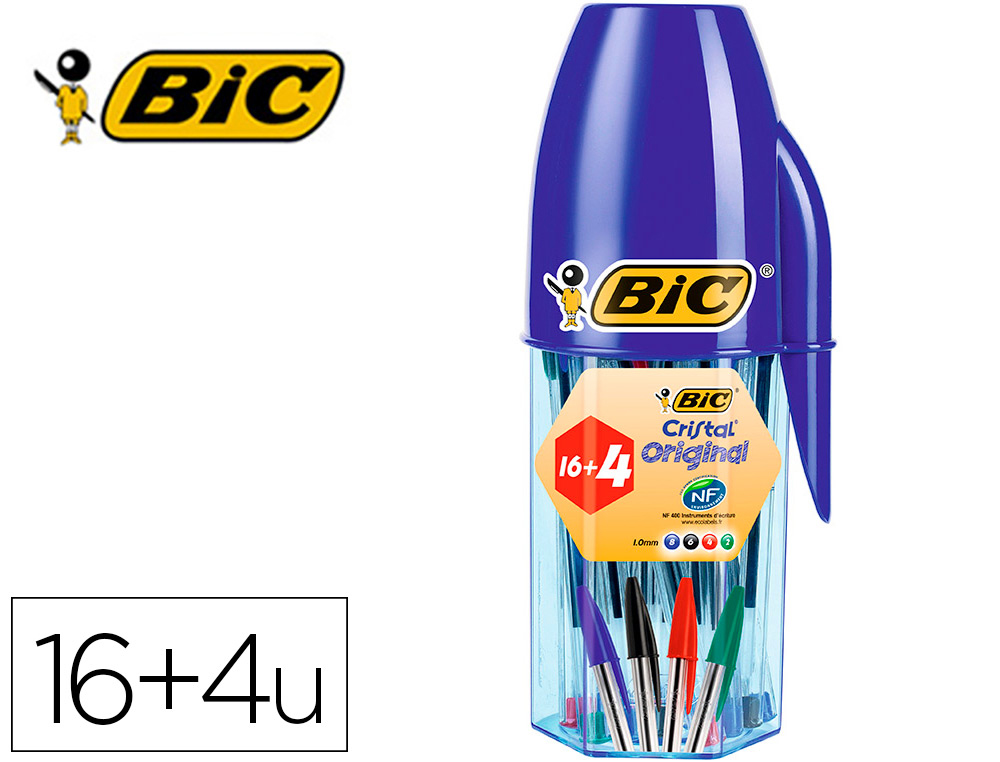 ESFEROGRAFICA BIC CRISTAL MEGA TUBO 16+4 UNIDADES CORES SORTIDAS 8 AZUIS / 5 PRETAS / 4 VERMELHAS 3 VERDES