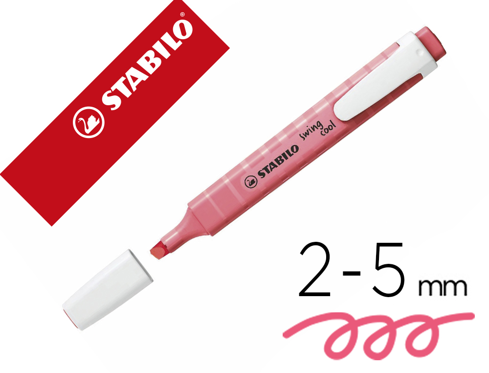 MARCADOR FLUORESCENTE STABILO SWING COOL PASTEL COR ROSA FLOR DE CEREJEIRA PASTEL
