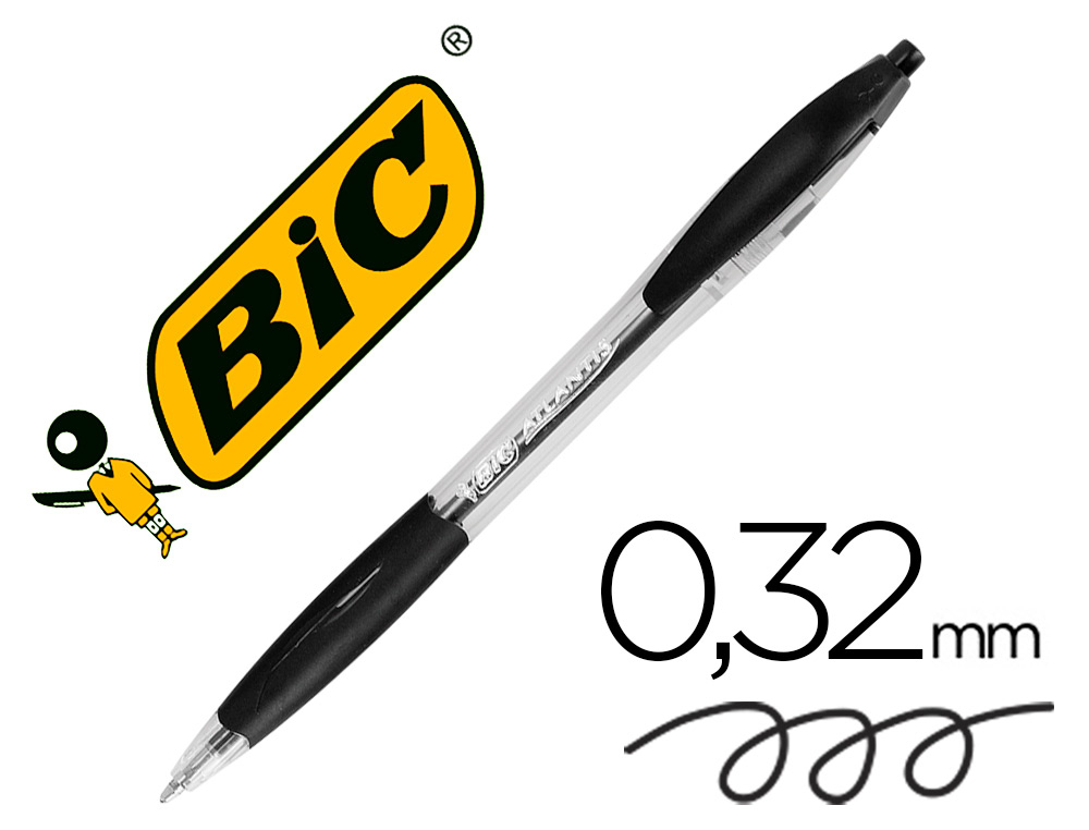 ESFEROGRAFICA BIC ATLANTIS PRETO RETRATIL TINTA OLEO PONTA DE 1 MM