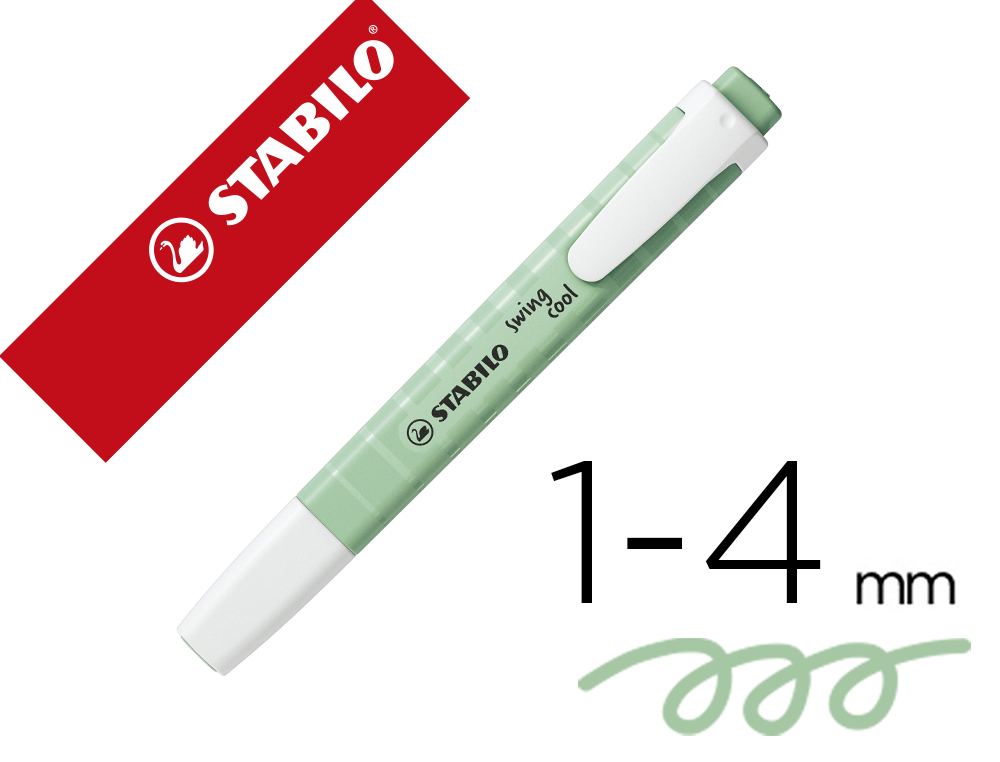 MARCADOR FLUORESCENTE STABILO SWING COOL PASTEL VERDE MENTA
