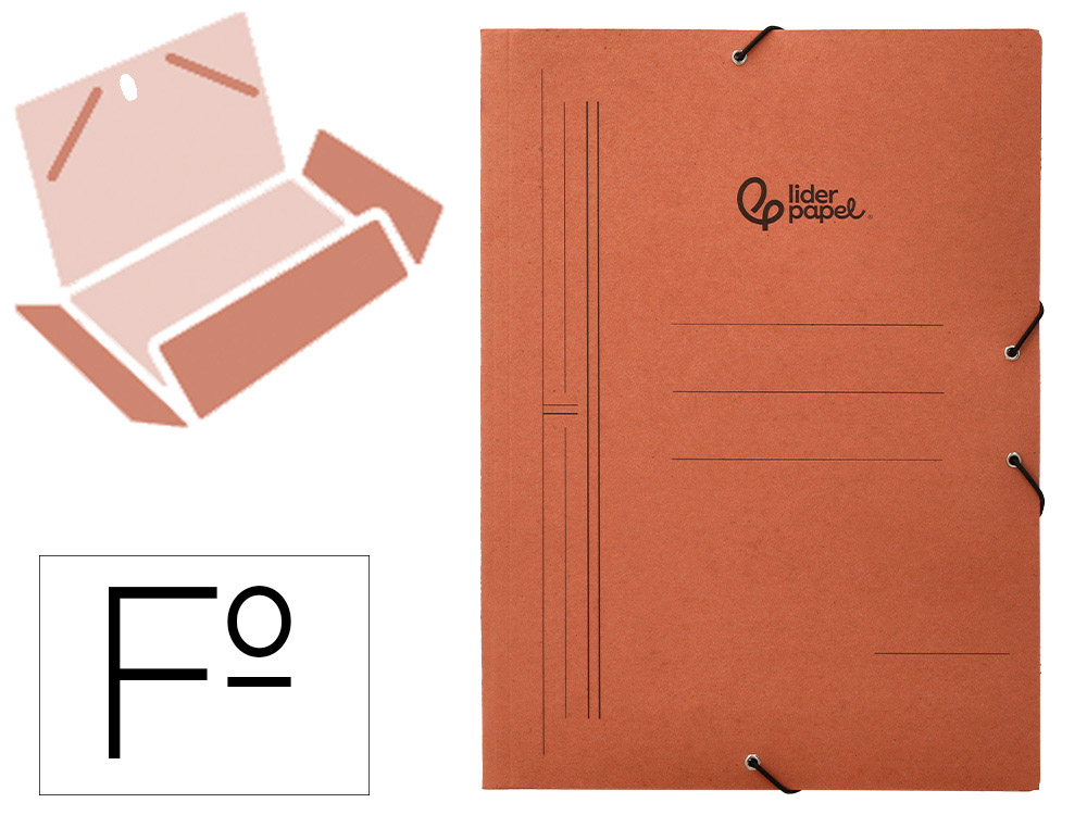 PASTA DE ELASTICOS LIDERPAPEL, FOLIO, COM ABAS, COURO
