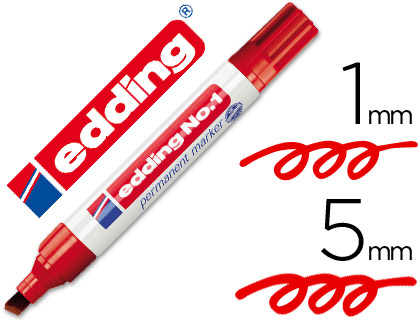 MARCADOR EDDING MARCADOR PERMANENTE 1 VERMELHO -PONTA BISELADA 5 MM