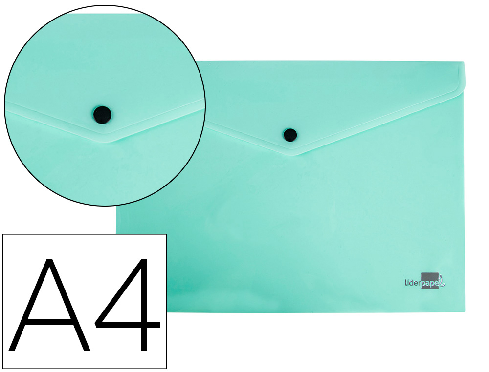 BOLSA PORTA DOCUMENTOS LIDERPAPEL COM MOLA DIN A4 VERDE MAA OPACO 50 FOLHAS