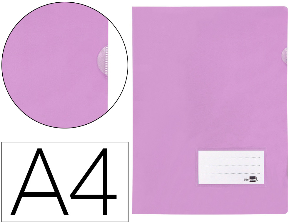 BOLSA DOSSIER LIDERPAPEL DIN A4 POLIPROPILENO 180 MICRONS LAVANDA OPACO 20 FOLHAS