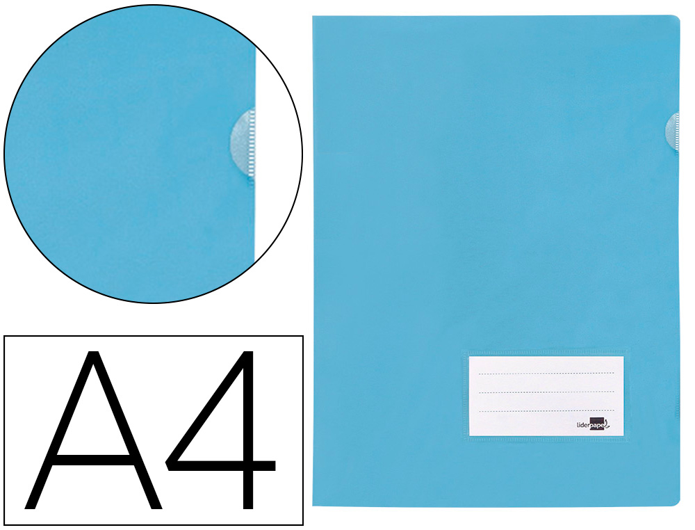 BOLSA DOSSIER LIDERPAPEL DIN A4 POLIPROPILENO 180 MICRONS CELESTE OPACO 20 FOLHAS