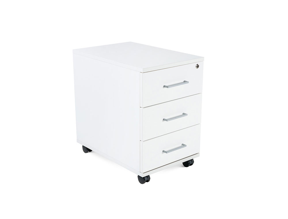 ARMARIO ROCADA COM TRES GAVETAS SERIE STORE 58X40X59,5 CM ACABAMENTO AW04 BRANCO/BRANCO